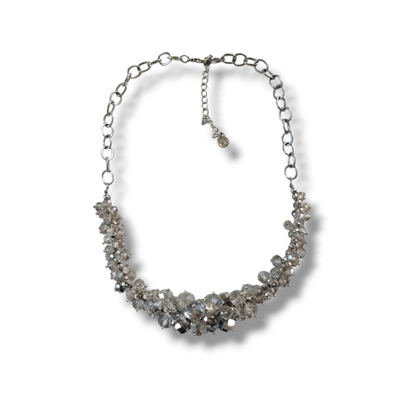 Simply Vera Vera Wang | Elegant Silver Tone Glass Beaded Cluster Necklace - Picture 2 of 9